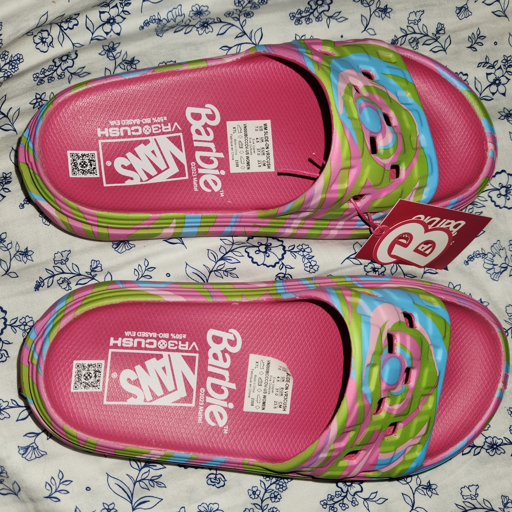 Vans Barbie Pink and Green Clogs
